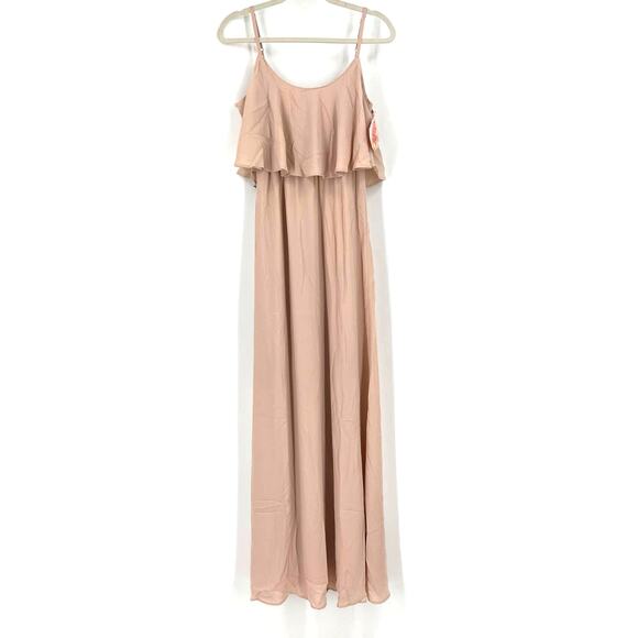 Show Me Your MuMu Caitlin Ruffle Maxi Dress Dusty Blush Crisp Small NWT - Picture 1 of 11